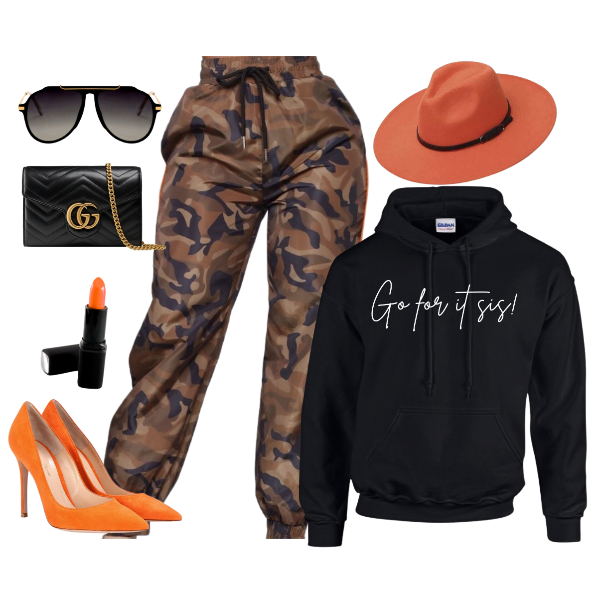 Go For It Sis! Pep Talk Black Hoodie