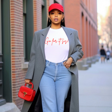 Load image into Gallery viewer, Go For It Sis! White &amp; Red Pep Talk Unisex T-Shirt
