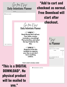 FREE Go For It Sis! Daily Intentions Planner! - JUST ADD TO CART!