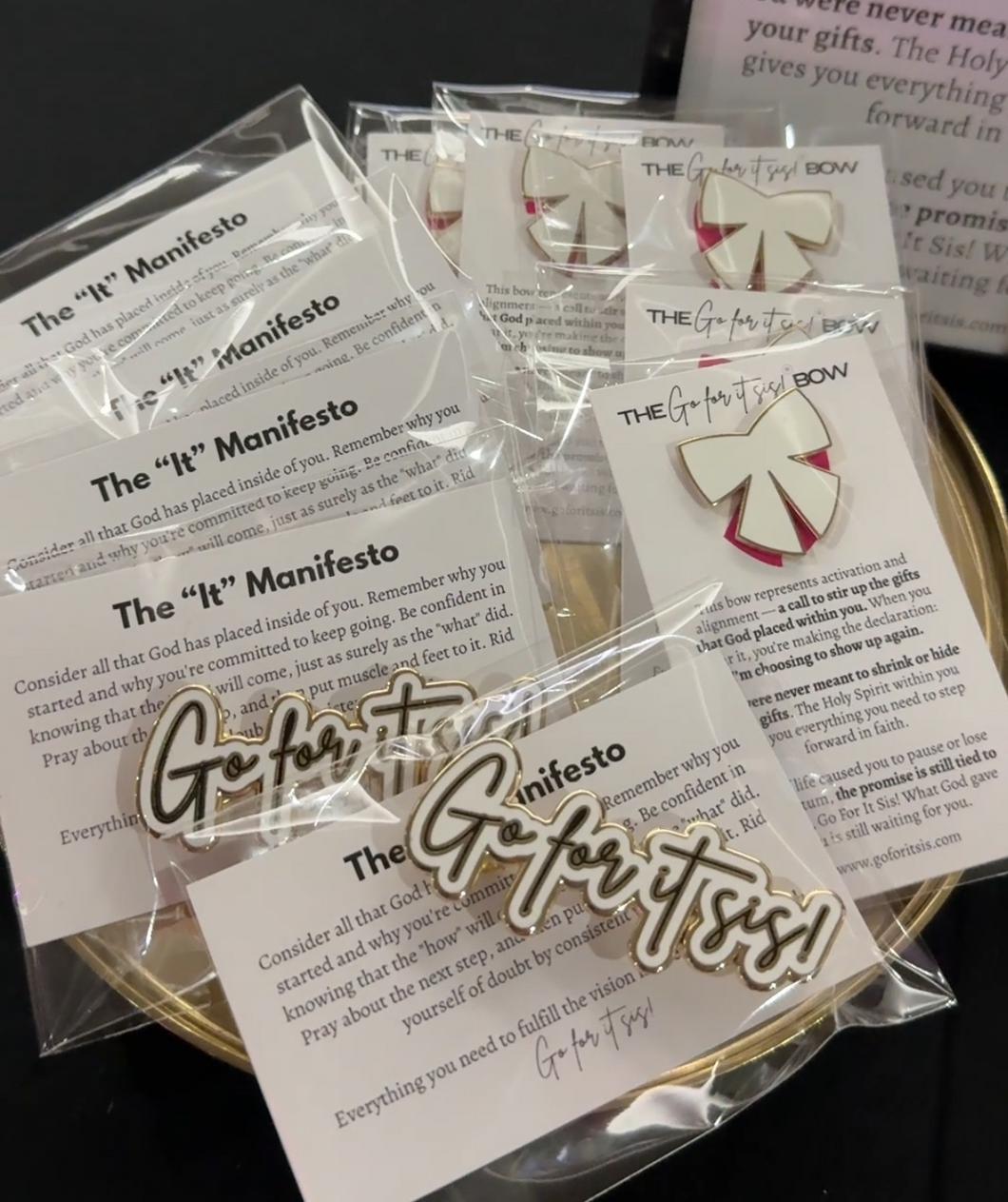 Go For It Sis! Bow Lapel Pins