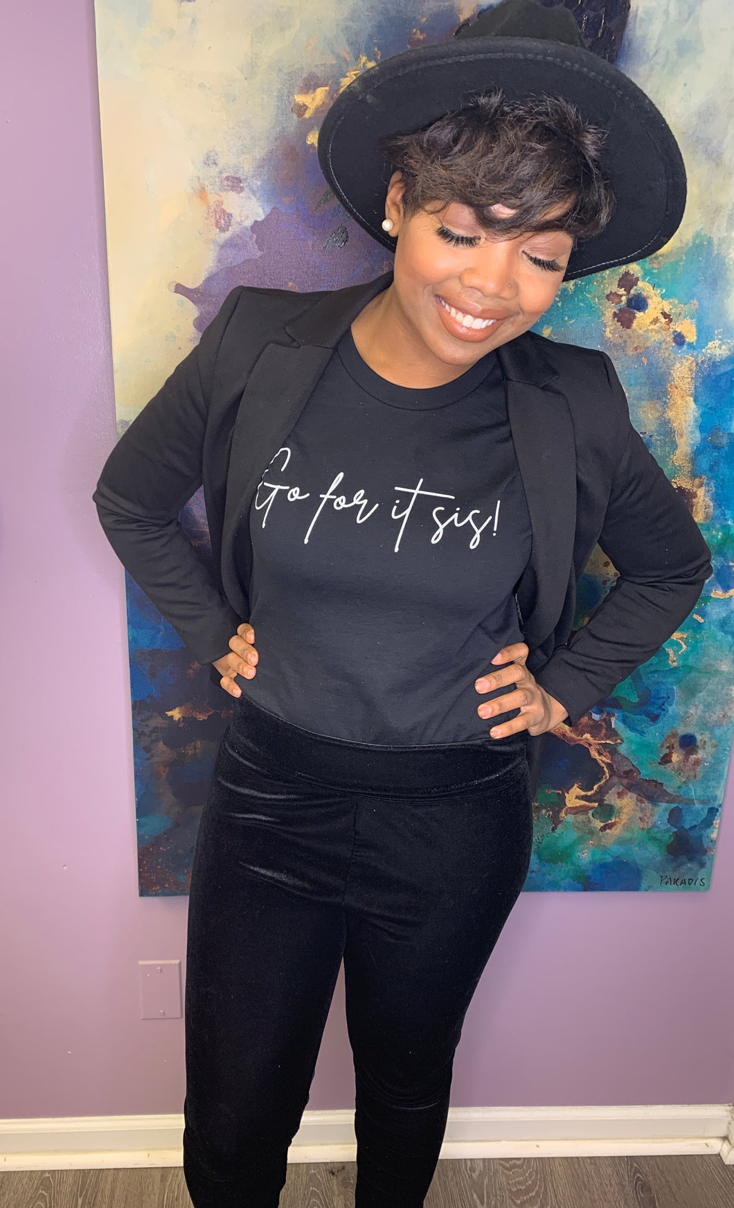 Go For It Sis! Pep Talk Black Short Sleeve Tee (Special)
